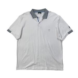 Golfino Polo Shirt Mens 44 White Navy Short Sleeve Stretch Lightweight Golf